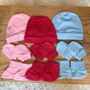 Kit 3 peças Touca Luva Sapatinho Bebê
