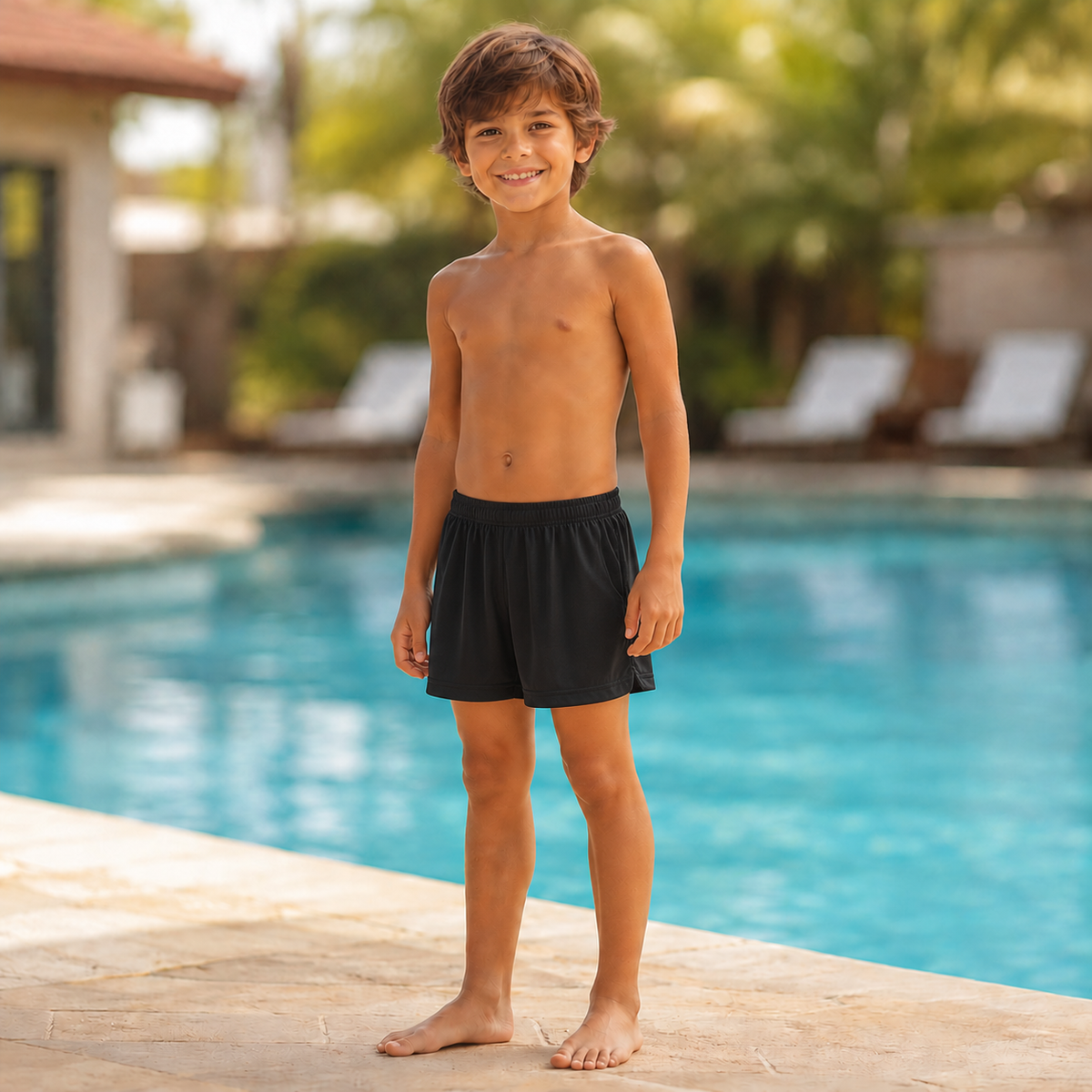 Bermuda Marujos & Sereias menino Dry Fit liso preto