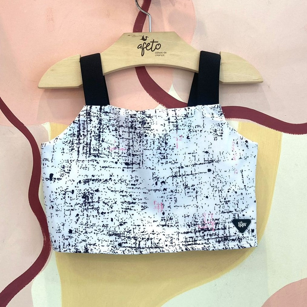 Blusa regata menina Cropped Marmorizado