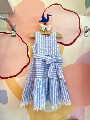 Vestido regata menina Momi 3 Marias Listrado Azul