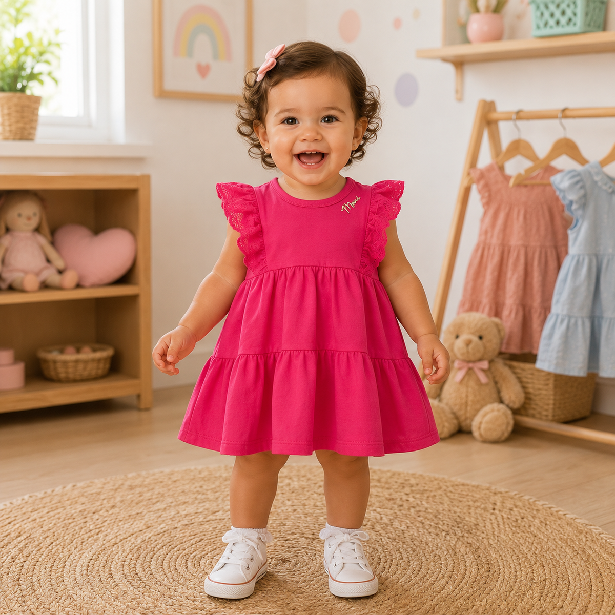 Vestido Regata Momi Infantil Fem Babados Lasie Liso