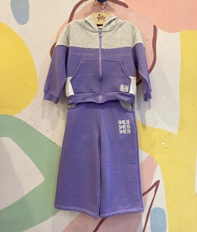 Conjunto Manga Longa Calça menina Brilho Capuz Wide Leg