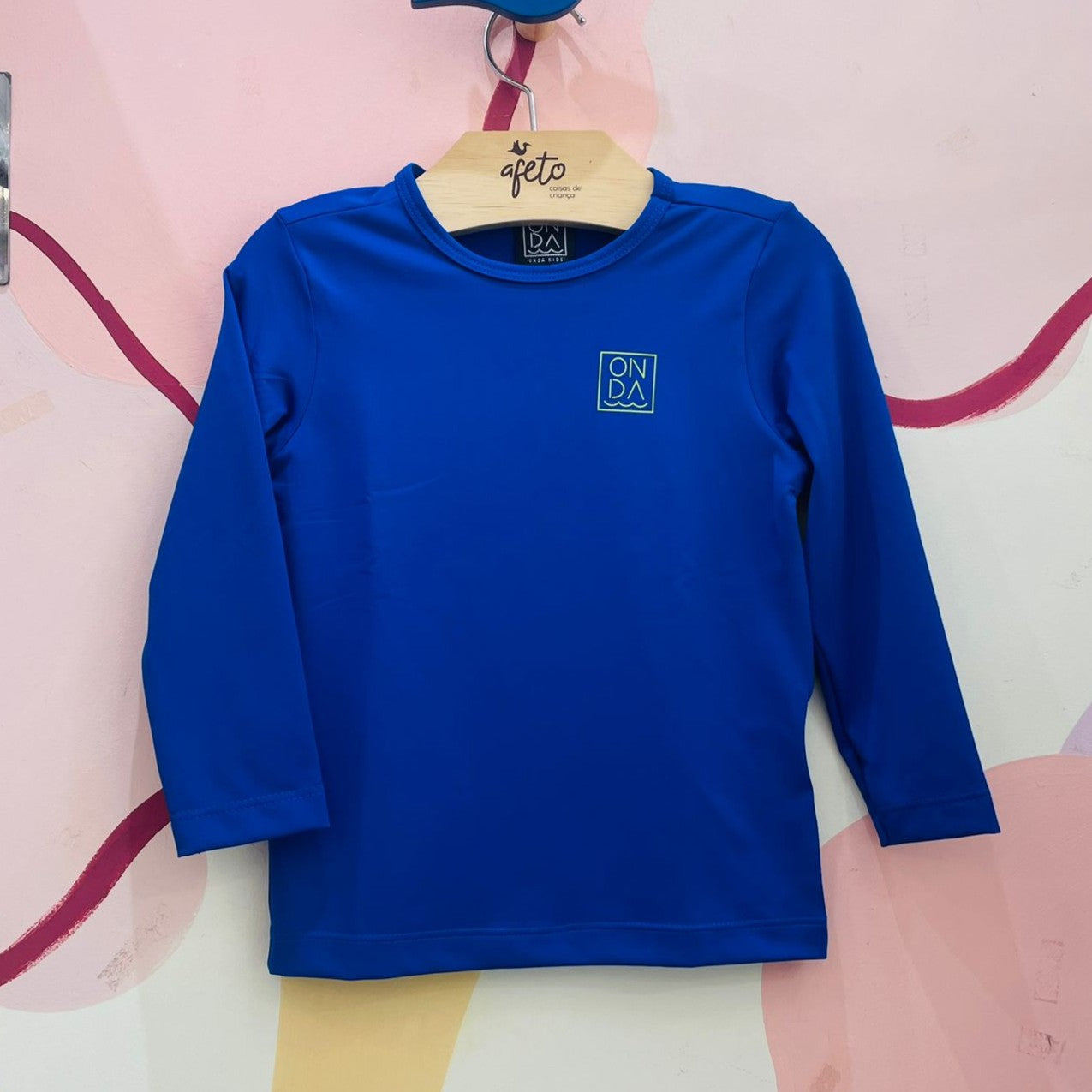 Blusa Praia menino manga longa Onda Kids Lisa Azul