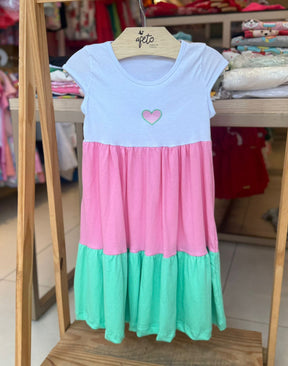 Vestido Manga Curta menina Coracao