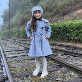 Casaco Sobretudo Vestido Yoyo menina Infantil Sobretudo com Boina