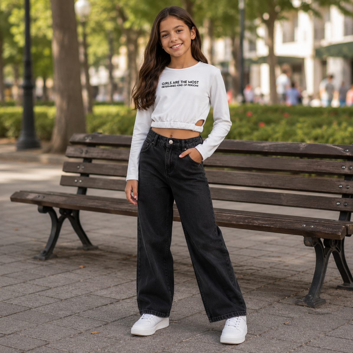 Blusa Manga Longa menina Determined  It Girl
