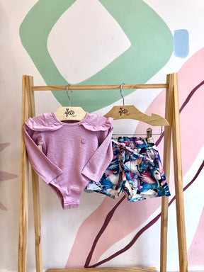 Conjunto Body Mon Sucre manga longa Shorts menina Magic Estampado