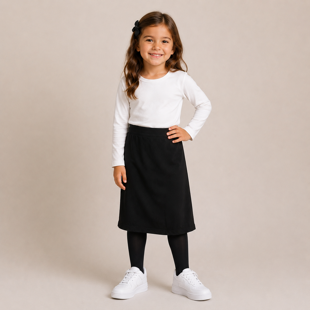 Saia menina Vallen Longa Cetim Preto