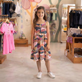 Vestido Regata Menina Anjo Menina Estrelas Rose Cinza