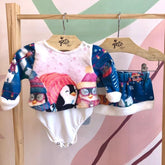 Conjunto Bebe menina Mon Sucre manga longa Saia Pinguim