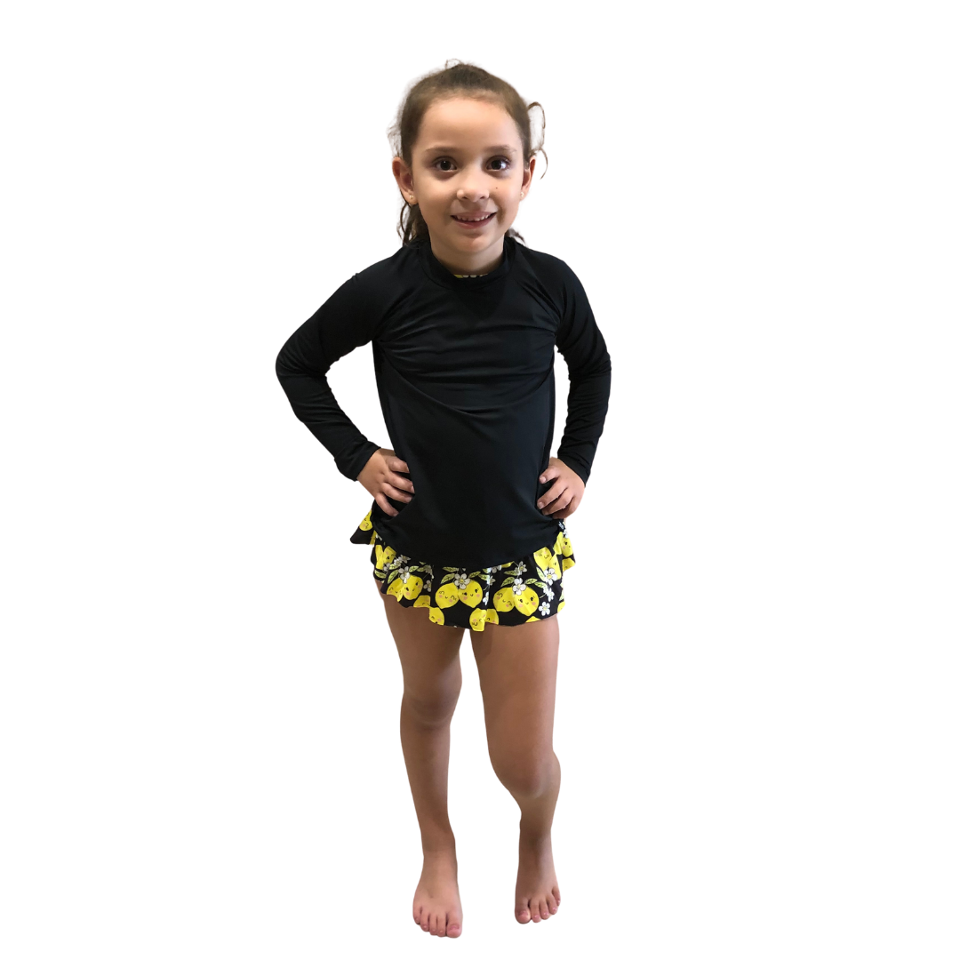 Blusa Praia Marujos & Sereias Unissex manga longa Liso com Protecao Preto