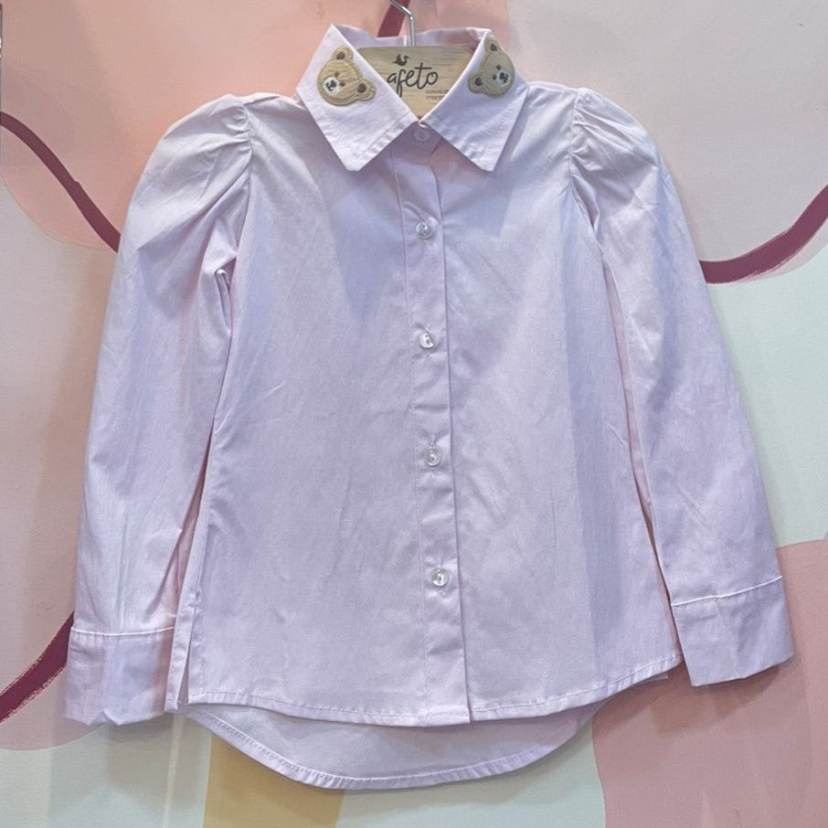 Camisa manga longa menina Yoyo Manga Bufante Ursinho