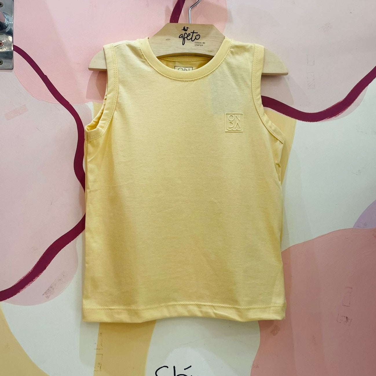 Camiseta Regata Onda Kids menino Liso Amarelo