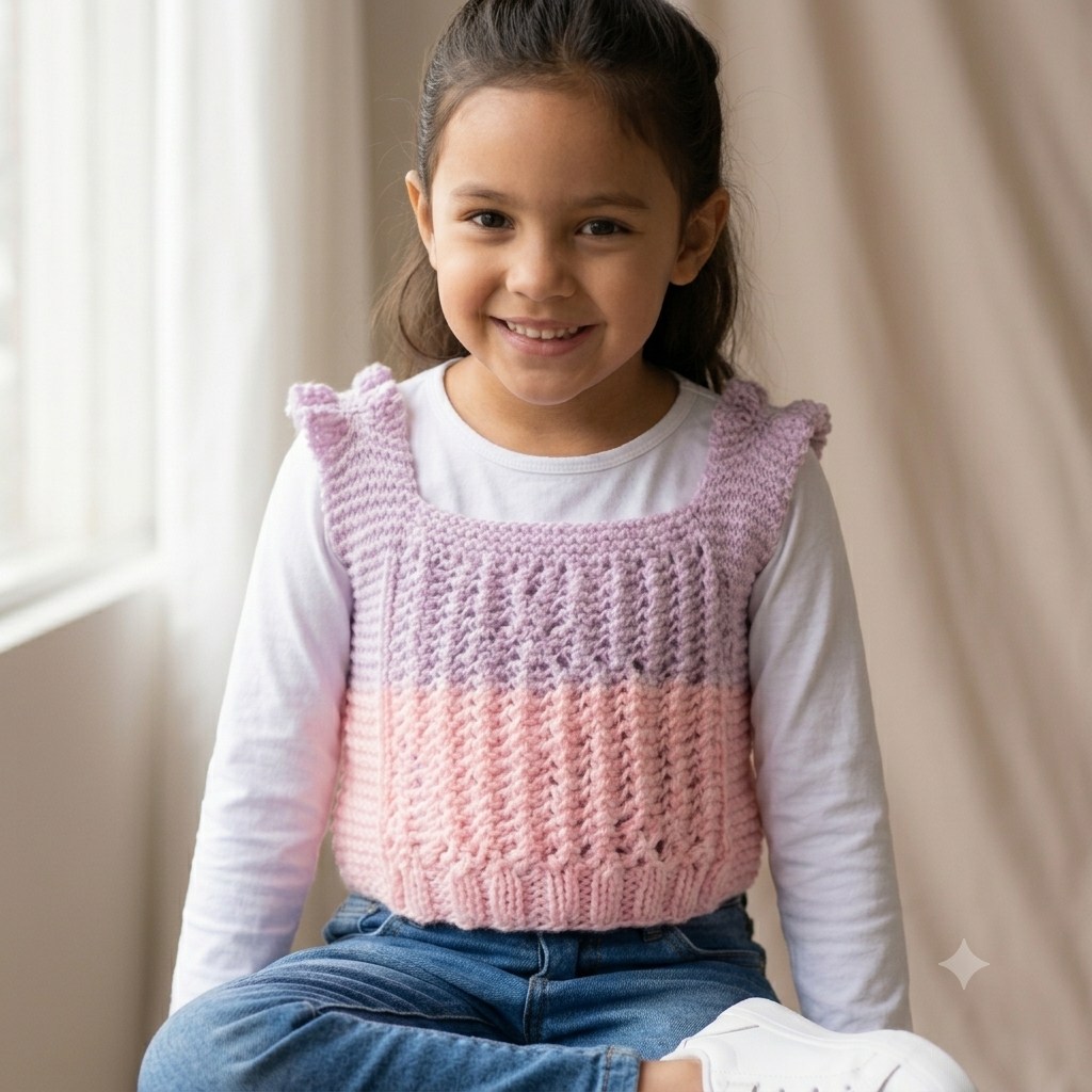 Cropped Regata menina Lã Rosa Lilas