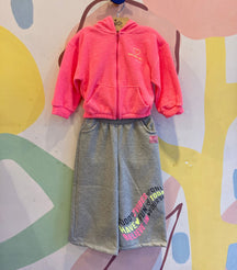 Conjunto Manga Longa Calça menina Neon Flanelado