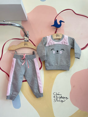 Conjunto manga longa calça Hrradinhos menina Ursinha Pelucia