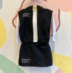 Conjunto Manga Longa Saia menina Com Colete Moletinho