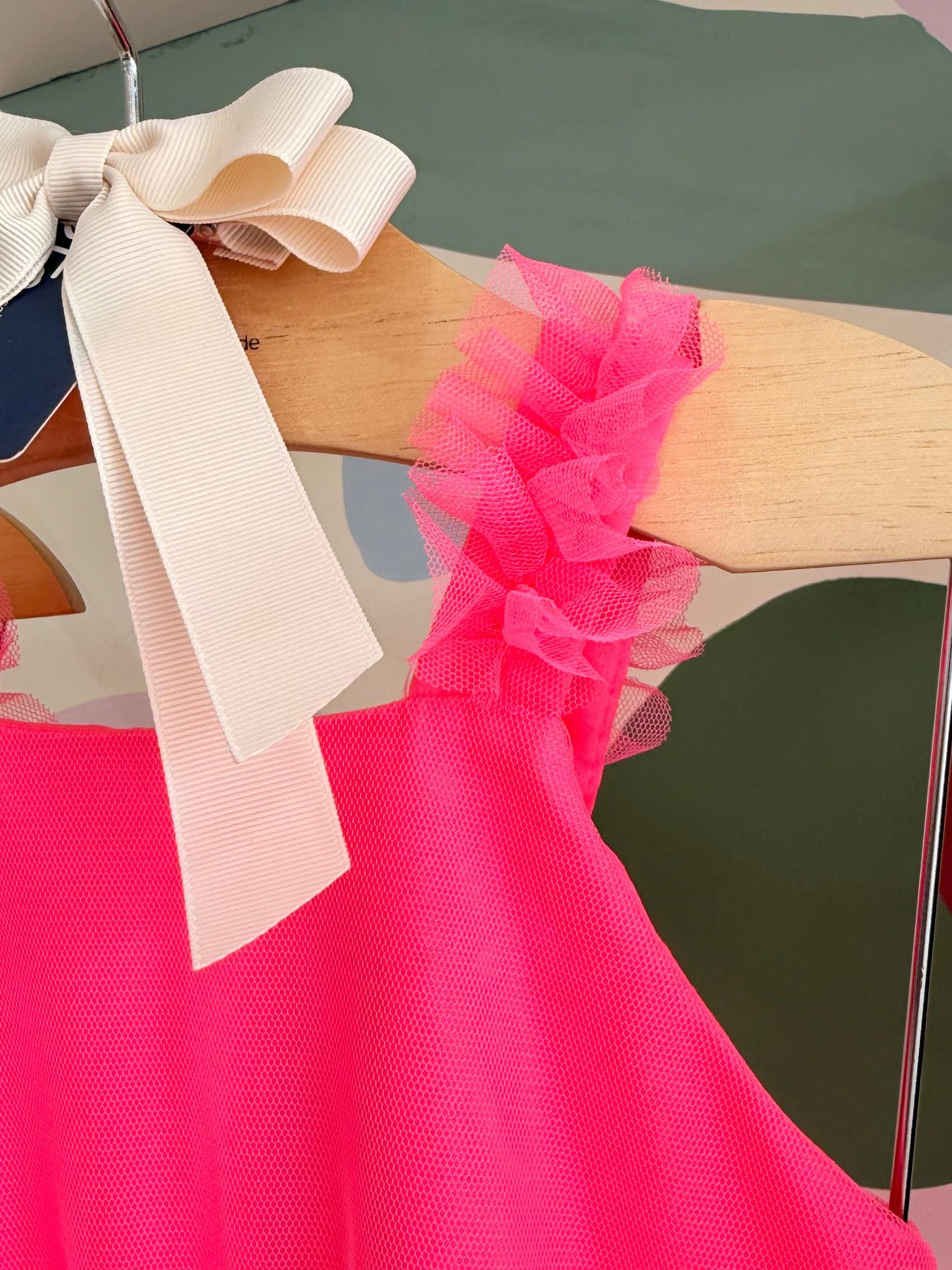Vestido Infantil Menina Regata Tule Rosa Neon Mon Sucre Julia