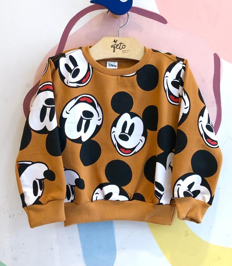 Blusa Manga Longa Disney unissex Mickey Moletom
