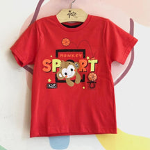 Camiseta Manga Curta Menino Hrradinhos Macaco Basquete