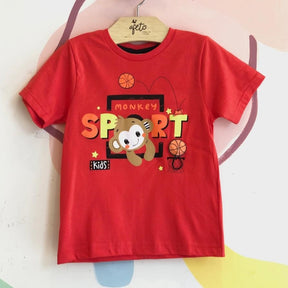 Camiseta Manga Curta Menino Hrradinhos Macaco Basquete