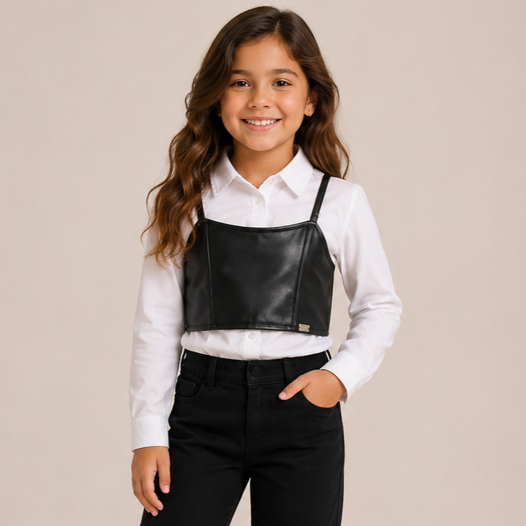 Blusa Regata menina courino It Girl (Não Acompanha Blusa Manga Longa)