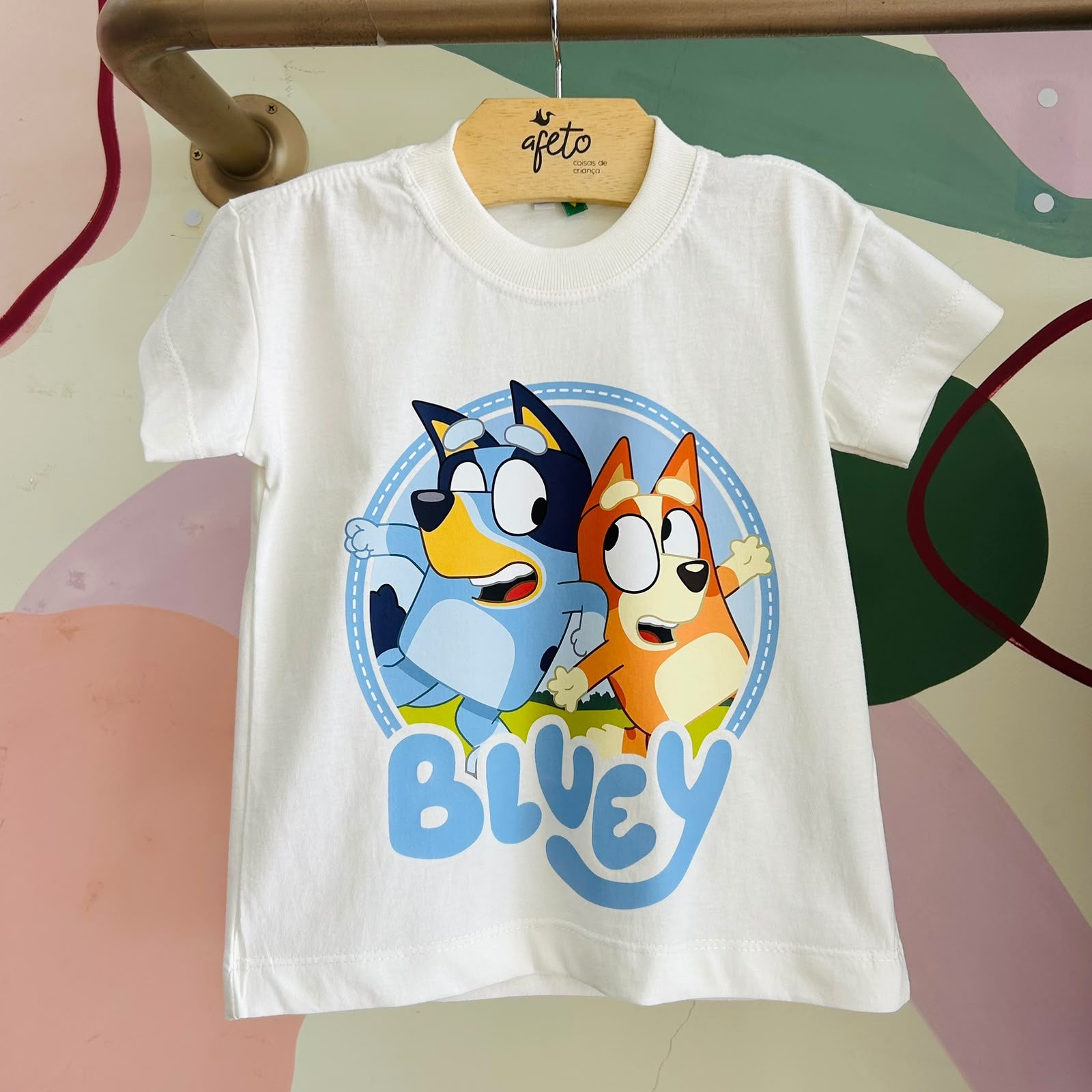 Camiseta Infantil Unissex Menino Menina Manga Curta Off Bluey