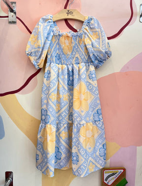 Vestido Manga Curta Menina Malagah Flores Lastex