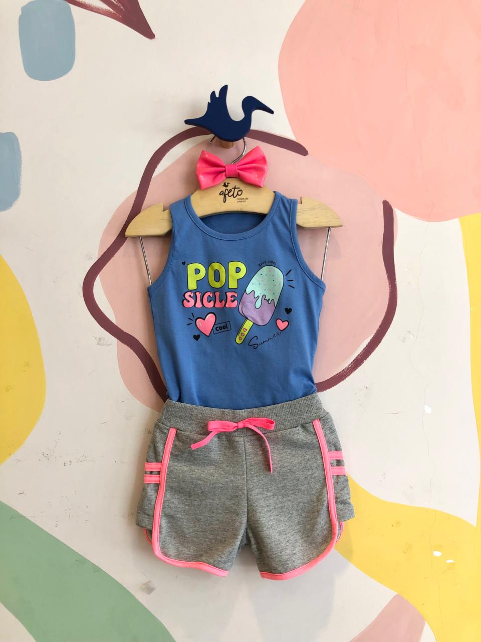 Conjunto Regata Shorts Hrradinhos Menina Picole