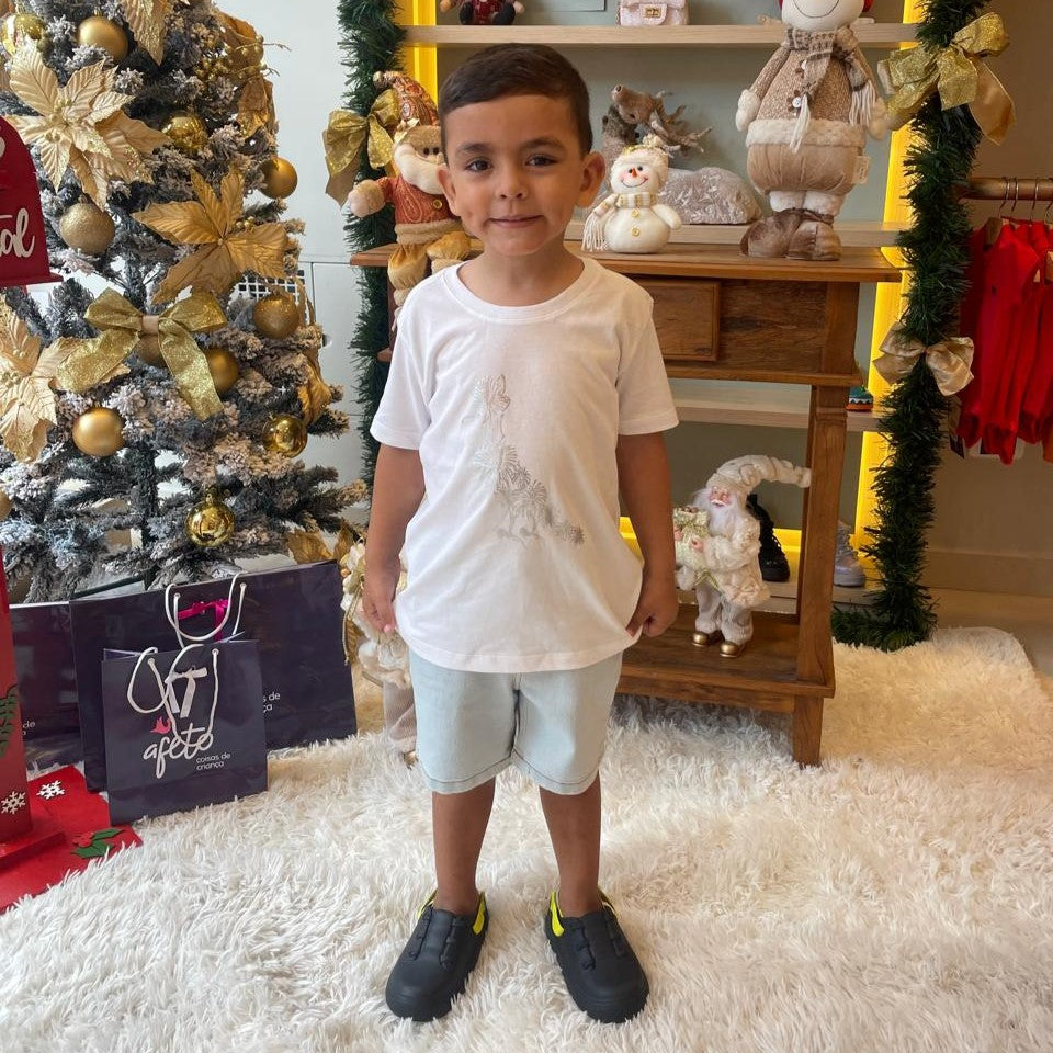 Camiseta manga curta menino Fogos Branco