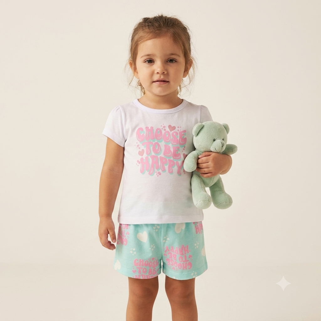 Pijama manga curta Shorts menina Choose To Be Happy