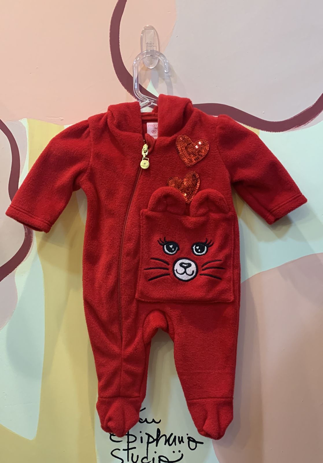 Macacao manga longa Momi menina Coracoes Capuz