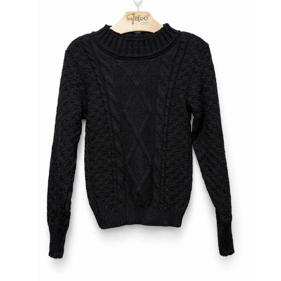 Blusa Sueter Inverno Tricot Infantil Preto