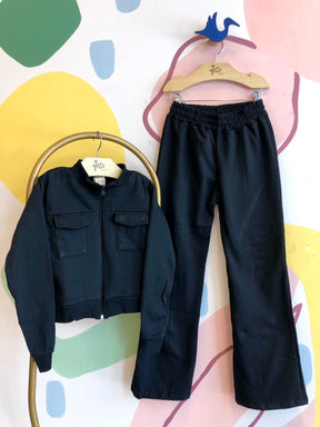 Conjunto Jaqueta E Calça menina Bolsinho Wide