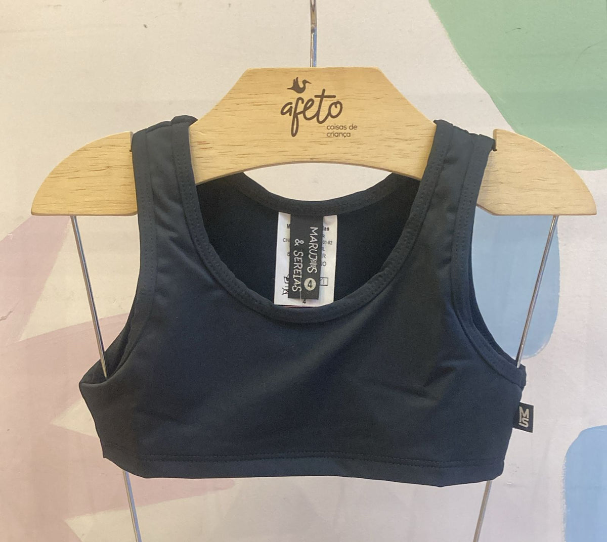 Blusa Regata Marujos & Sereias Menina Top Praia Ginastica Preto