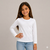 Blusa Infantil Menina Manga Longa Lisa Branca Fakini