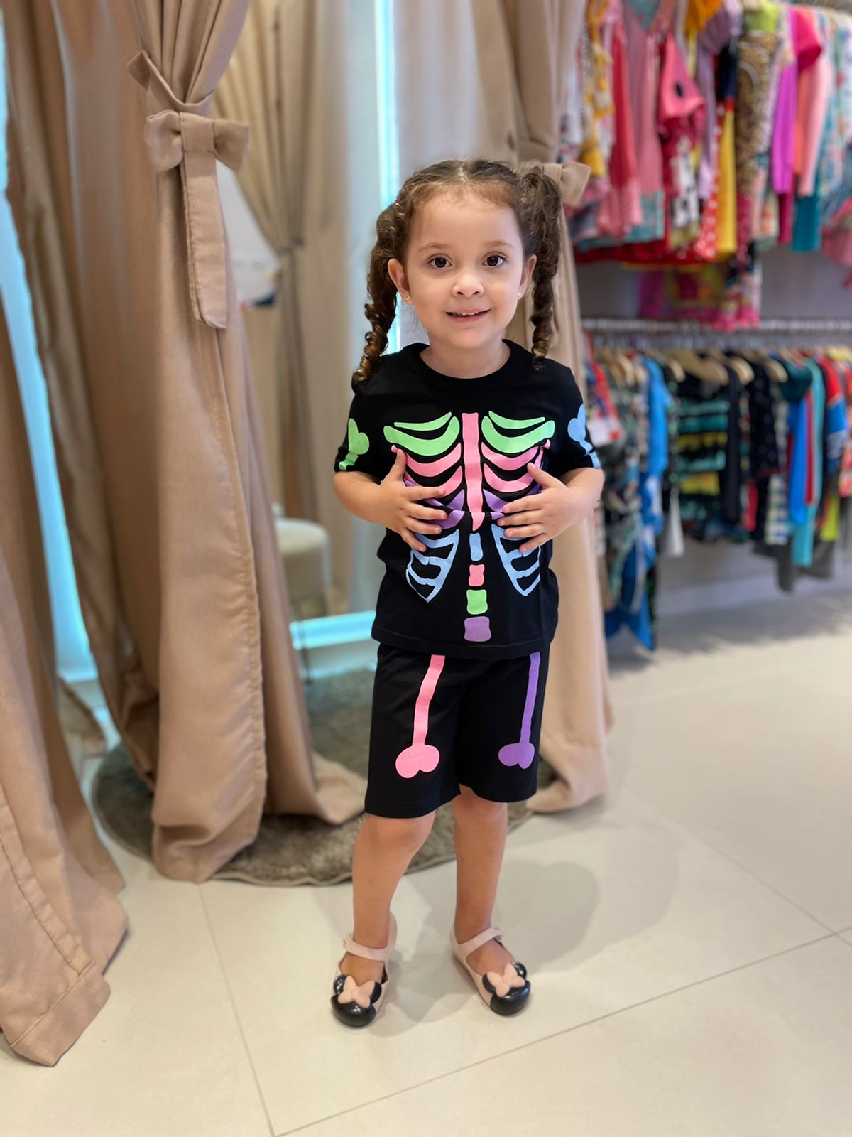 Pijama manga curta Veggi Shorts menina Caveira