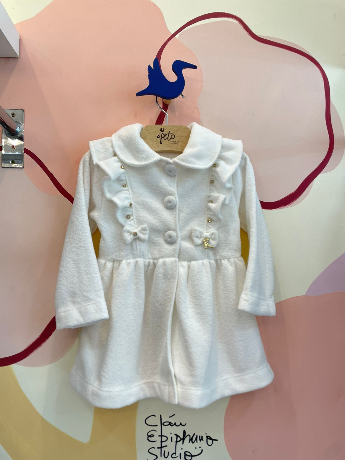 Casaco manga longa menina Kiki Xodo Flanelado Sobretudo Branco