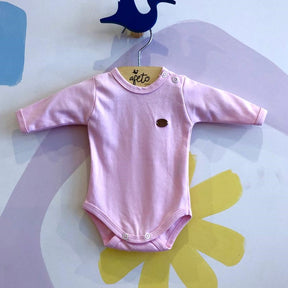 Body manga longa Mini & Co Fem Liso Rosa