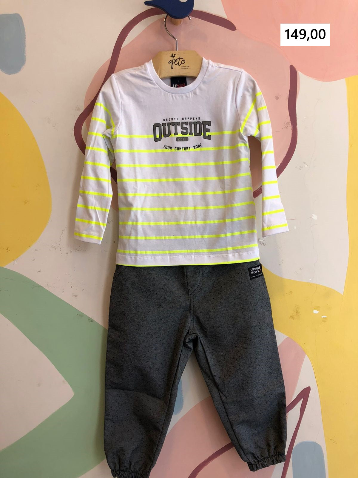 Conjunto Manga Longa Calça menino Outside Listras