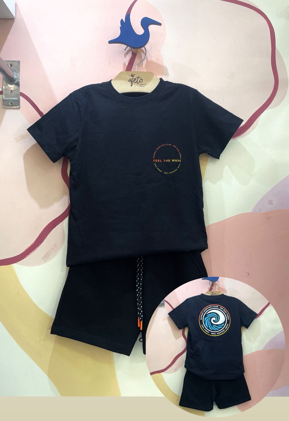 Conjunto Manga Curta Bermuda menino Feel The Wave