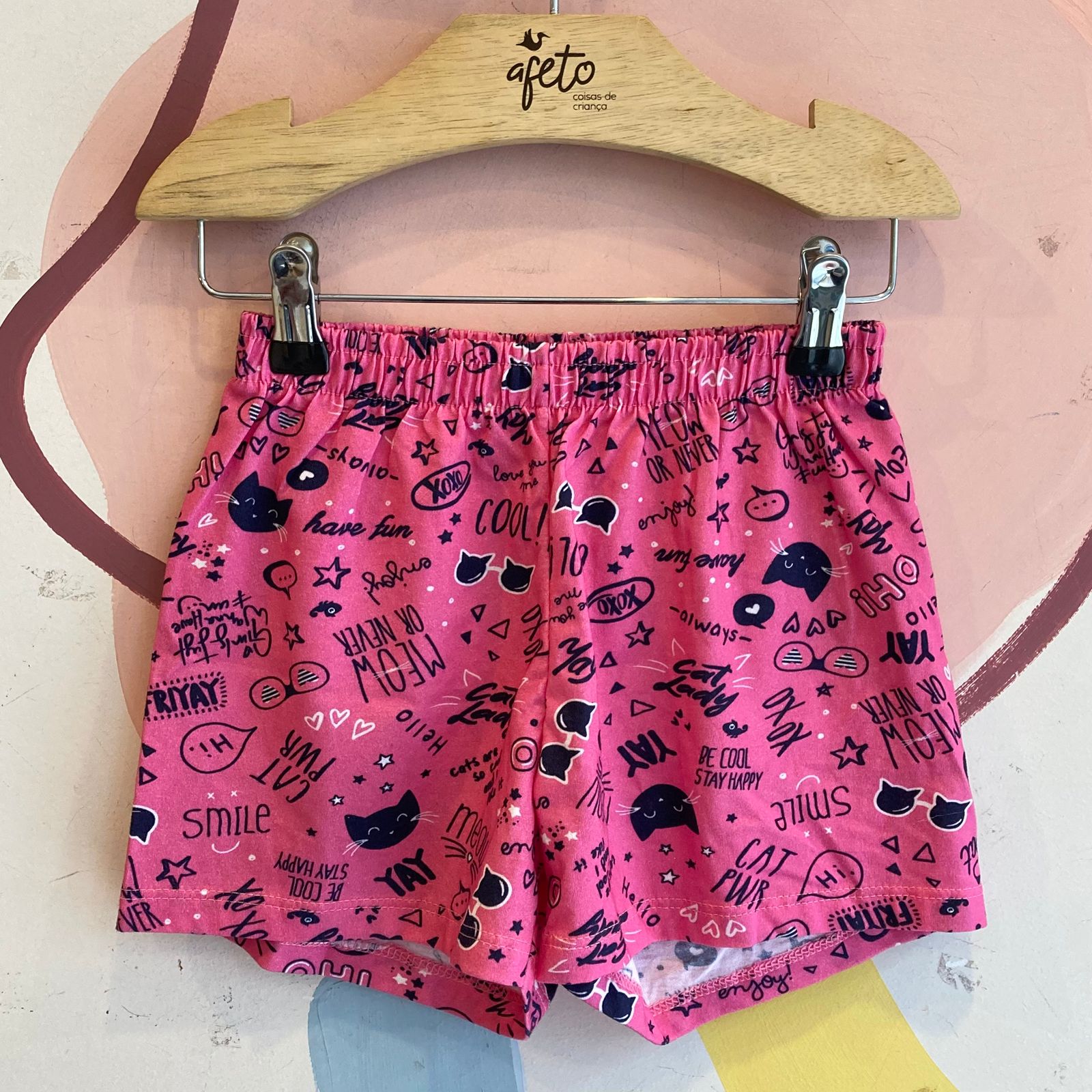 Shorts menina Marisol Cool Pink Preto