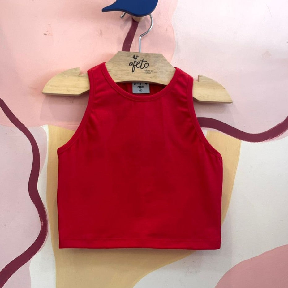 Blusa regata menina You+Me Cropped Liso vermelho