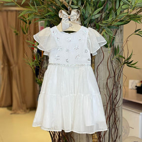 Vestido Manga Curta Petit Cherie Infantil menina Festa Estrelas Prata