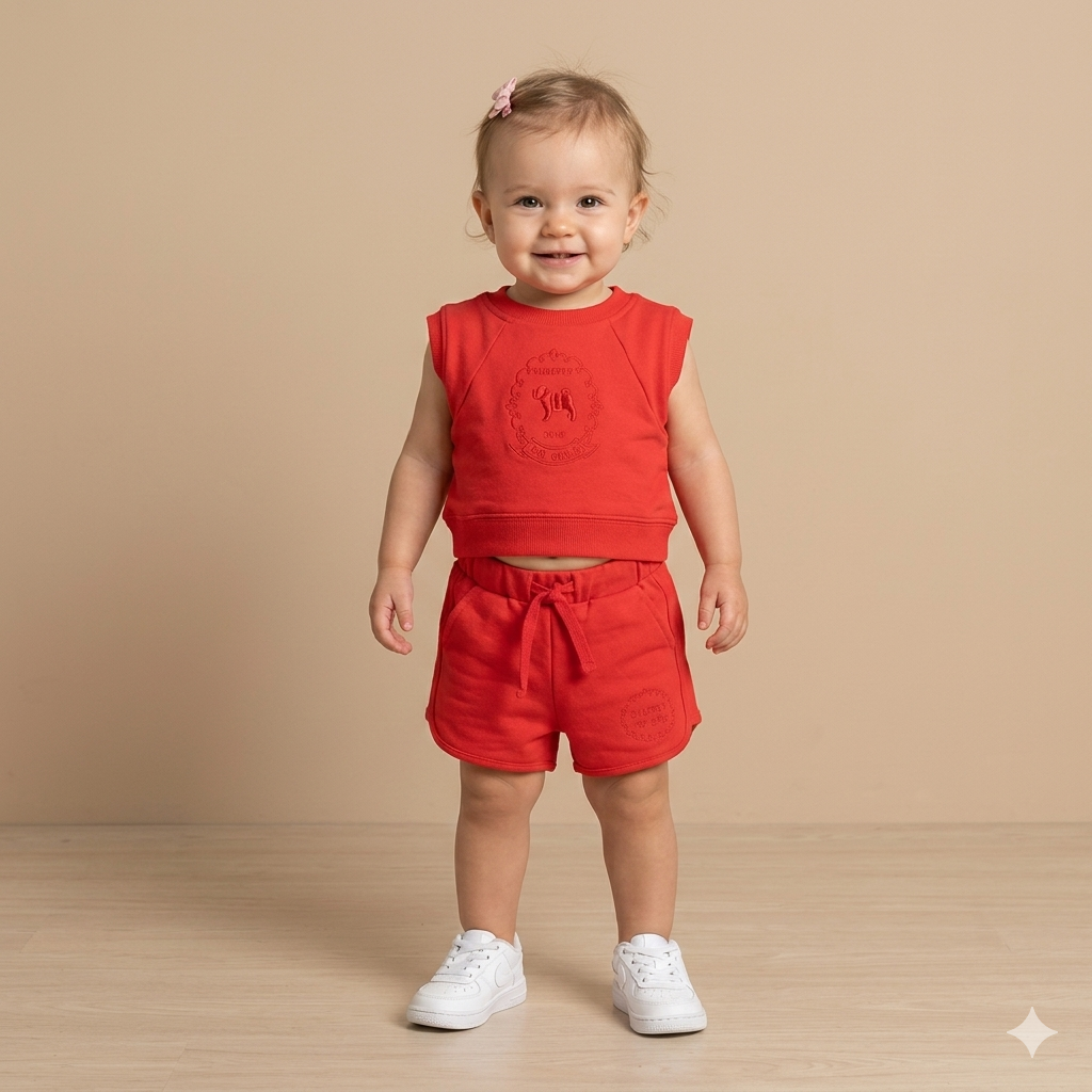 Conjunto Regata Shorts Charpey Infantil menina Moletinho Recortes