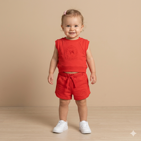 Conjunto Regata Shorts Charpey Infantil menina Moletinho Recortes