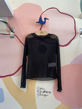 Blusa Manga Longa menina Tule Segunda pele Preto Vallen