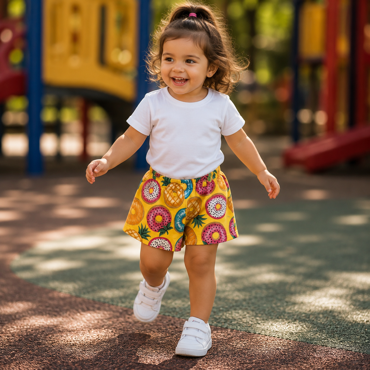 Shorts menina infantil Kyly em moletinho Donuts