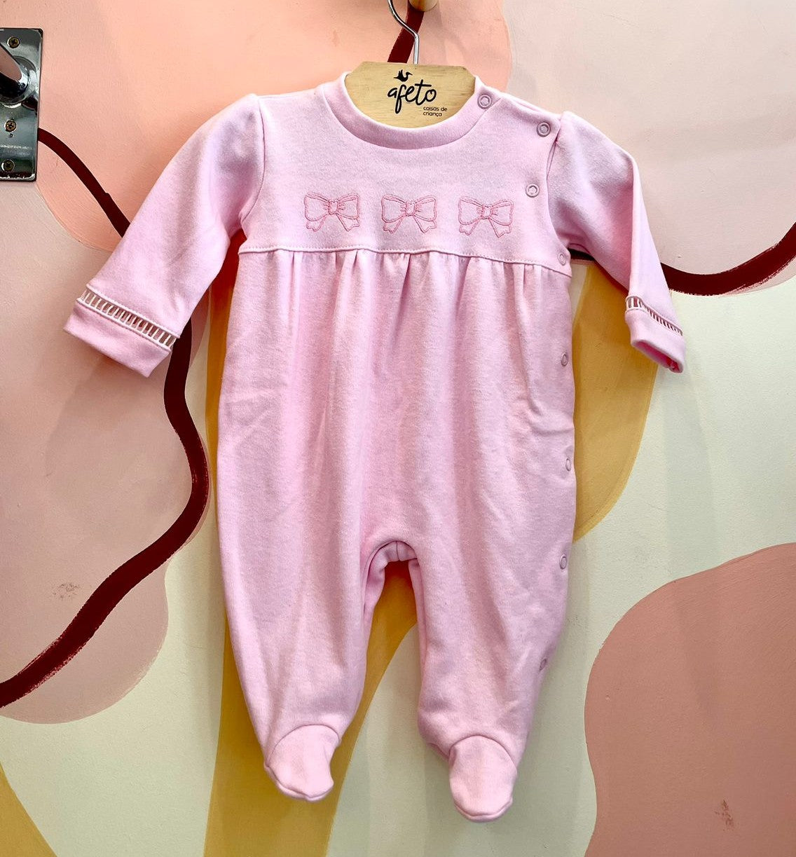 Macacao Manga Longa Baby Fashion Infantil Fem Laços