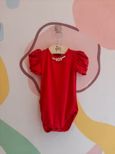 Body Manga Curta Yoyo Infantil Fem Manga Bufante Perolas